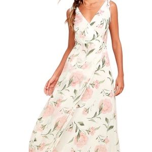 Lulu white and pink maxi dress never worn with the tags still on.